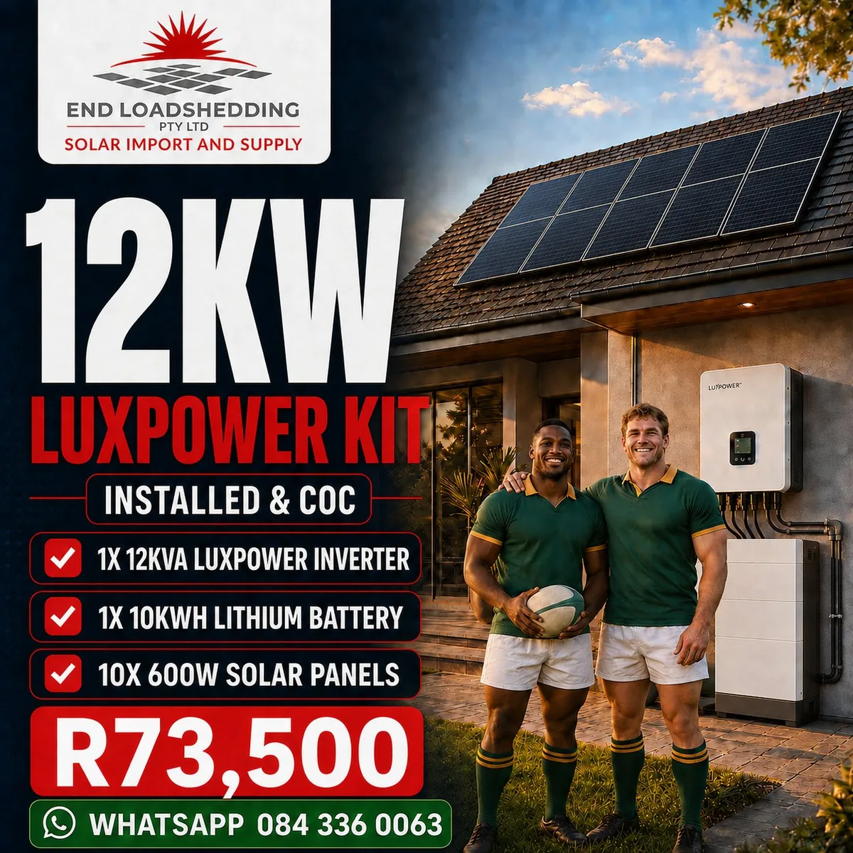 12kW LuxPower solar package with 10kWh lithium battery