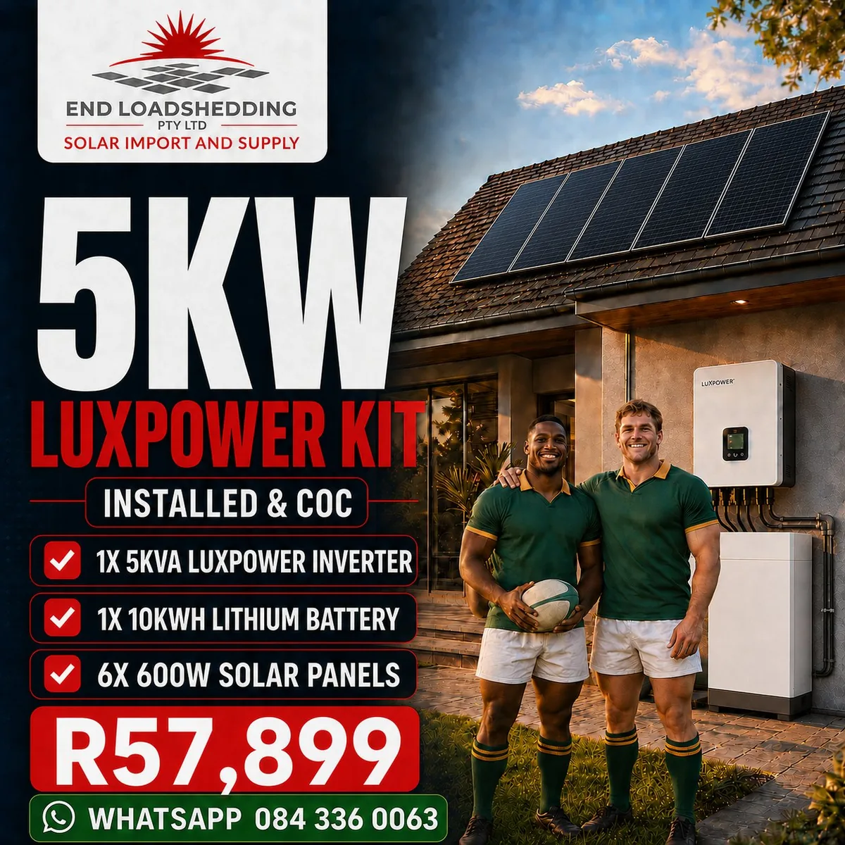 5kW LuxPower solar package with 10kWh lithium battery
