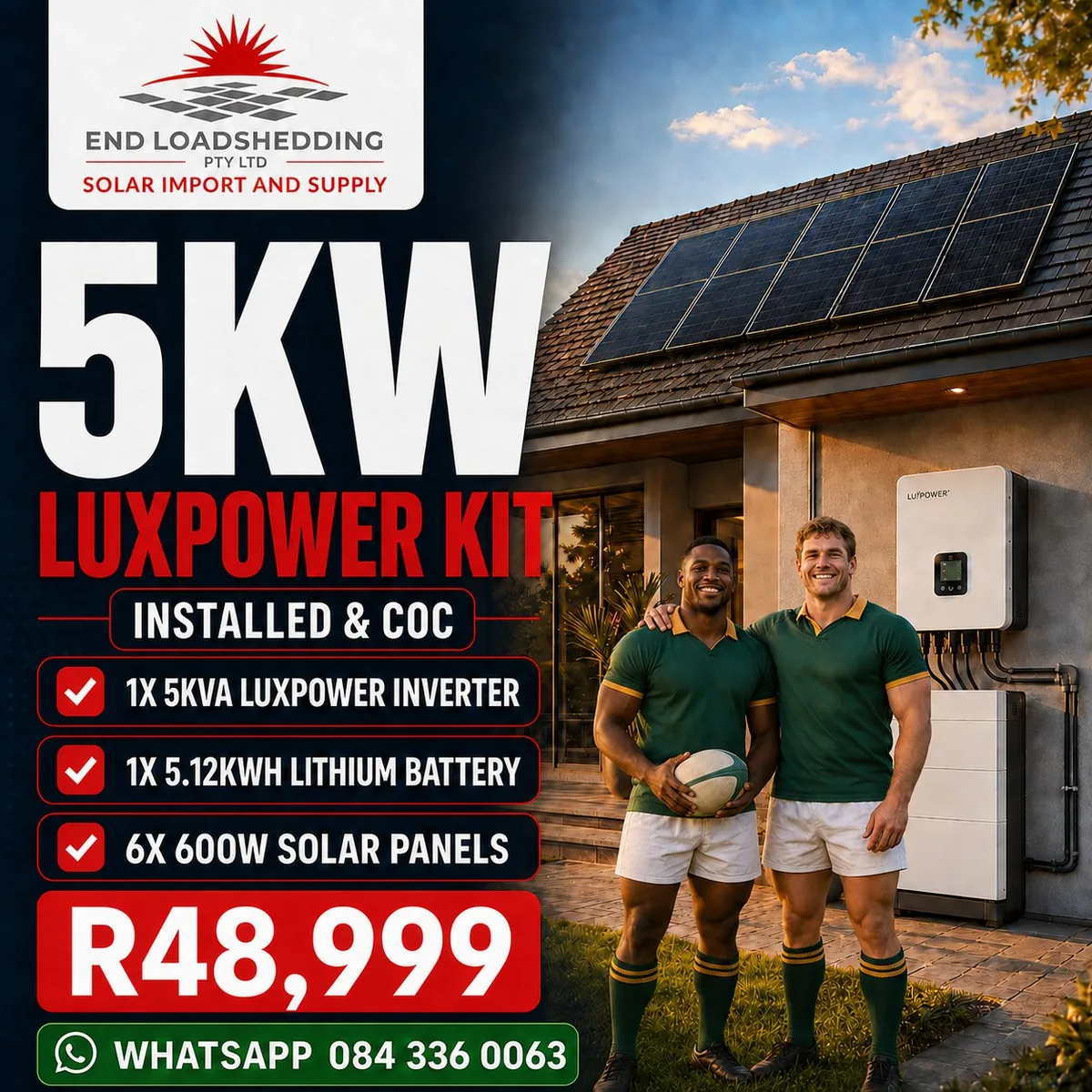 5kW LuxPower solar package with 5.12kWh lithium battery