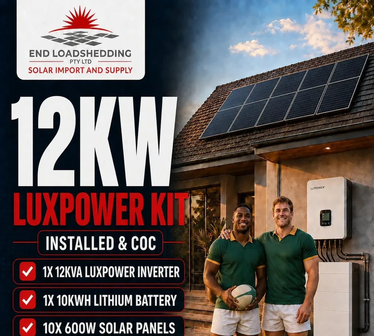 12kW LuxPower solar package with 10kWh lithium battery