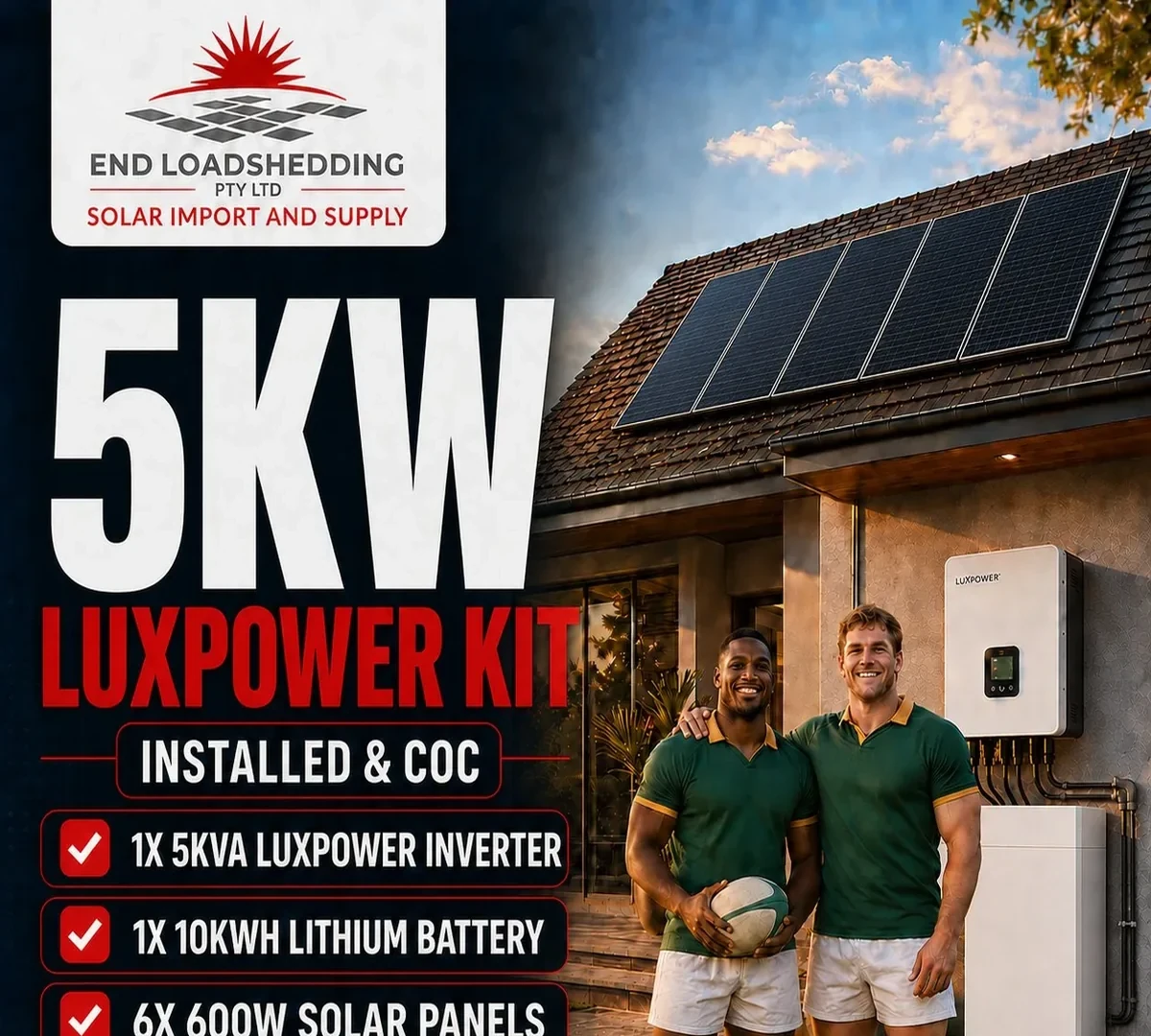 5kW LuxPower solar package with 10kWh lithium battery