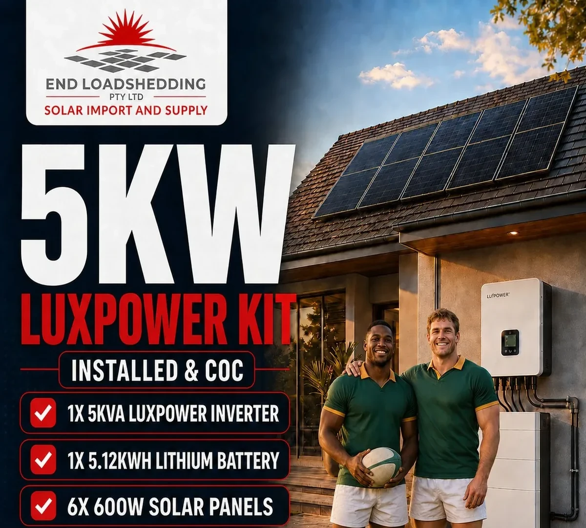 5kW LuxPower solar package with 5.12kWh lithium battery
