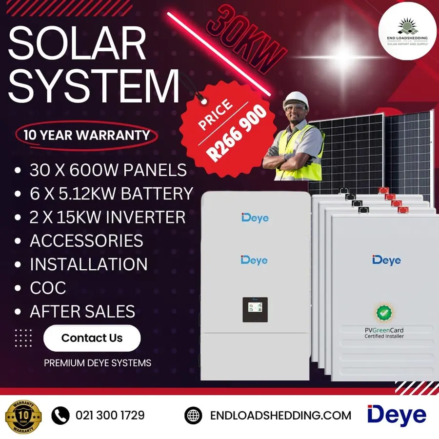 30kW Deye Solar System — R266,900
